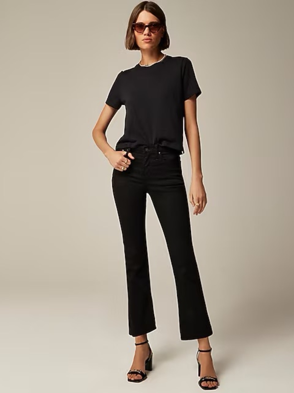 J. Crew Black Mid-Rise Flare Crop Jeans
